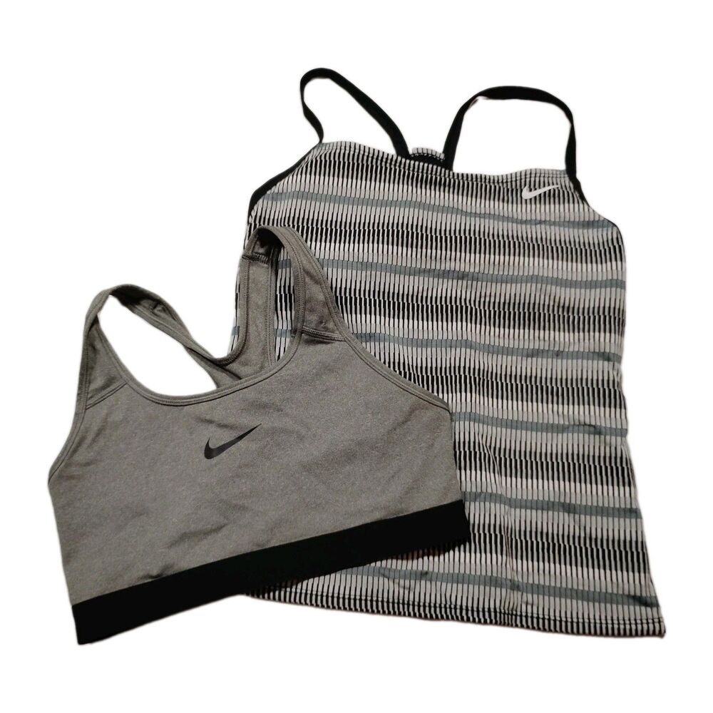 Lot of 2 Nike Womens Athletic Tops Racerback M Yoga Sports Bra Gray